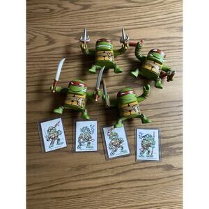 TMNT Ninja Turtles Mikey Leo Batsu Vinyl Figures Red Bandana 2009 NECA Complete